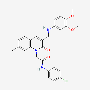 N-(4-chlorophenyl)-2-(3-(((3,4-dimethoxyphenyl)amino)methyl)-7-methyl-2-oxoquinolin-1(2H)-yl)acetamide