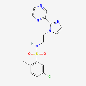 molecular formula C16H16ClN5O2S B2517885 5-chloro-2-methyl-N-(2-(2-(pyrazin-2-yl)-1H-imidazol-1-yl)ethyl)benzenesulfonamide CAS No. 2034234-55-2