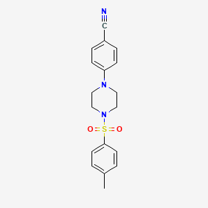 molecular formula C18H19N3O2S B2517887 4-{4-[(4-Methylphenyl)sulfonyl]piperazino}benzenecarbonitrile CAS No. 478046-94-5
