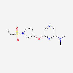 molecular formula C12H20N4O3S B2517888 6-((1-(乙磺酰基)吡咯烷-3-基)氧基)-N,N-二甲基吡嗪-2-胺 CAS No. 2034402-65-6