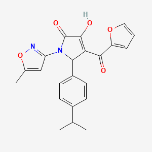 molecular formula C22H20N2O5 B2517892 4-(furan-2-carbonyl)-3-hydroxy-5-(4-isopropylphenyl)-1-(5-methylisoxazol-3-yl)-1H-pyrrol-2(5H)-one CAS No. 618871-83-3