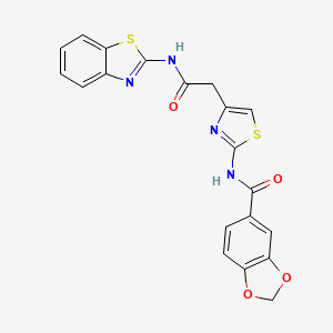 molecular formula C20H14N4O4S2 B2517893 N-(4-(2-(苯并[d]噻唑-2-基氨基)-2-氧代乙基)噻唑-2-基)苯并[d][1,3]二氧杂环-5-甲酰胺 CAS No. 941899-05-4