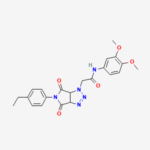 molecular formula C22H23N5O5 B2517906 N-(3,4-dimethoxyphenyl)-2-(5-(4-ethylphenyl)-4,6-dioxo-4,5,6,6a-tetrahydropyrrolo[3,4-d][1,2,3]triazol-1(3aH)-yl)acetamide CAS No. 1052614-20-6