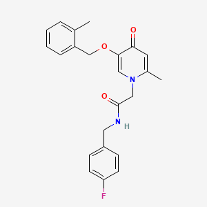 molecular formula C23H23FN2O3 B2517907 N-(4-fluorobenzyl)-2-(2-methyl-5-((2-methylbenzyl)oxy)-4-oxopyridin-1(4H)-yl)acetamide CAS No. 946333-37-5