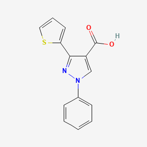 molecular formula C14H10N2O2S B2517910 1-phenyl-3-(thiophen-2-yl)-1H-pyrazole-4-carboxylic acid CAS No. 372107-08-9