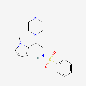 molecular formula C18H26N4O2S B2517914 N-(2-(1-methyl-1H-pyrrol-2-yl)-2-(4-methylpiperazin-1-yl)ethyl)benzenesulfonamide CAS No. 1049419-83-1