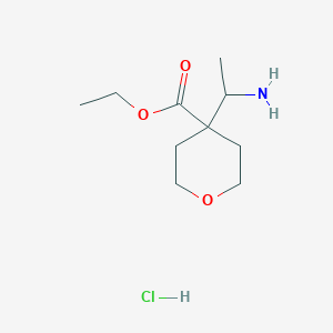 molecular formula C10H20ClNO3 B2517923 Ethyl 4-(1-aminoethyl)oxane-4-carboxylate hydrochloride CAS No. 2138146-44-6