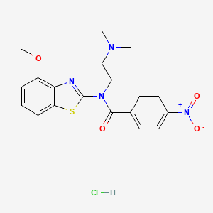 molecular formula C20H23ClN4O4S B2517931 N-(2-(dimethylamino)ethyl)-N-(4-methoxy-7-methylbenzo[d]thiazol-2-yl)-4-nitrobenzamide hydrochloride CAS No. 1216776-49-6