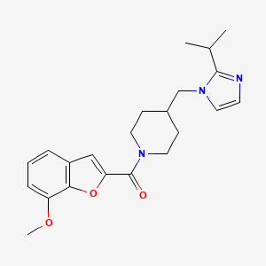 molecular formula C22H27N3O3 B2517942 (4-((2-isopropyl-1H-imidazol-1-yl)methyl)piperidin-1-yl)(7-methoxybenzofuran-2-yl)methanone CAS No. 1286717-80-3