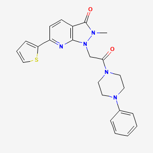 molecular formula C23H23N5O2S B2517965 2-methyl-1-(2-oxo-2-(4-phenylpiperazin-1-yl)ethyl)-6-(thiophen-2-yl)-1H-pyrazolo[3,4-b]pyridin-3(2H)-one CAS No. 1105239-89-1