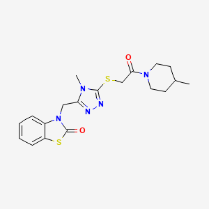3-((4-methyl-5-((2-(4-methylpiperidin-1-yl)-2-oxoethyl)thio)-4H-1,2,4-triazol-3-yl)methyl)benzo[d]thiazol-2(3H)-one