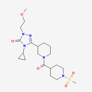 molecular formula C20H33N5O5S B2517976 4-环丙基-1-(2-甲氧基乙基)-3-(1-(1-(甲基磺酰基)哌啶-4-羰基)哌啶-3-基)-1H-1,2,4-三唑-5(4H)-酮 CAS No. 2198443-24-0