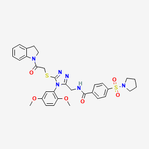 N-[[5-[2-(2,3-dihydroindol-1-yl)-2-oxoethyl]sulfanyl-4-(2,5-dimethoxyphenyl)-1,2,4-triazol-3-yl]methyl]-4-pyrrolidin-1-ylsulfonylbenzamide