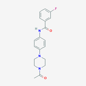 molecular formula C19H20FN3O2 B251799 N-[4-(4-acetylpiperazin-1-yl)phenyl]-3-fluorobenzamide 