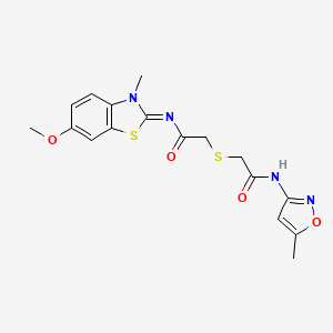 molecular formula C17H18N4O4S2 B2518016 (Z)-N-(6-methoxy-3-methylbenzo[d]thiazol-2(3H)-ylidene)-2-((2-((5-methylisoxazol-3-yl)amino)-2-oxoethyl)thio)acetamide CAS No. 851716-86-4