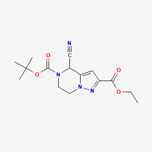 molecular formula C15H20N4O4 B2518017 5-叔丁基 2-乙基 4-氰基-6,7-二氢吡唑并[1,5-a]哒嗪-2,5(4H)-二羧酸酯 CAS No. 1823269-96-0