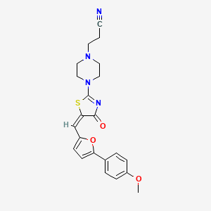 3-{4-[(5E)-5-{[5-(4-methoxyphenyl)furan-2-yl]methylidene}-4-oxo-4,5-dihydro-1,3-thiazol-2-yl]piperazin-1-yl}propanenitrile