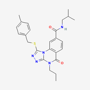 molecular formula C25H29N5O2S B2518021 N-isobutyl-1-[(4-methylbenzyl)thio]-5-oxo-4-propyl-4,5-dihydro[1,2,4]triazolo[4,3-a]quinazoline-8-carboxamide CAS No. 1114830-31-7