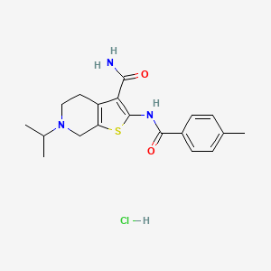 molecular formula C19H24ClN3O2S B2518022 6-Isopropyl-2-(4-methylbenzamido)-4,5,6,7-tetrahydrothieno[2,3-c]pyridine-3-carboxamide hydrochloride CAS No. 1215498-87-5