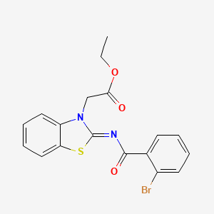 molecular formula C18H15BrN2O3S B2518023 (Z)-ethyl 2-(2-((2-bromobenzoyl)imino)benzo[d]thiazol-3(2H)-yl)acetate CAS No. 865246-97-5