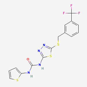 molecular formula C15H11F3N4OS3 B2518024 1-(Thiophen-2-yl)-3-(5-((3-(trifluoromethyl)benzyl)thio)-1,3,4-thiadiazol-2-yl)urea CAS No. 922623-73-2