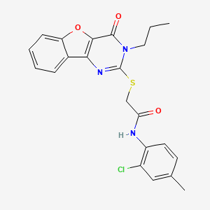 molecular formula C22H20ClN3O3S B2518026 N-(2-chloro-4-methylphenyl)-2-[(4-oxo-3-propyl-3,4-dihydro[1]benzofuro[3,2-d]pyrimidin-2-yl)sulfanyl]acetamide CAS No. 899961-67-2