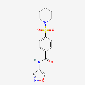 molecular formula C15H17N3O4S B2518038 N-(isoxazol-4-yl)-4-(piperidin-1-ylsulfonyl)benzamide CAS No. 1396864-48-4