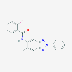 molecular formula C20H15FN4O B251804 2-Fluoro-N-(6-methyl-2-phenyl-2H-benzotriazol-5-yl)-benzamide 