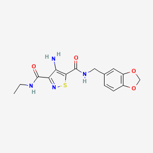 4-amino-N5-(benzo[d][1,3]dioxol-5-ylmethyl)-N3-ethylisothiazole-3,5-dicarboxamide