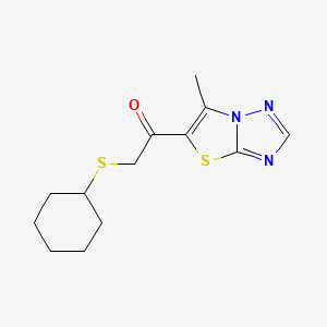 molecular formula C13H17N3OS2 B2518051 2-(Cyclohexylsulfanyl)-1-(6-methyl[1,3]thiazolo[3,2-b][1,2,4]triazol-5-yl)-1-ethanone CAS No. 478245-66-8