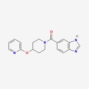 molecular formula C18H18N4O2 B2518052 (1H-benzo[d]imidazol-5-yl)(4-(pyridin-2-yloxy)piperidin-1-yl)methanone CAS No. 1421500-48-2
