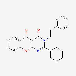 molecular formula C25H24N2O3 B2518054 2-cyclohexyl-3-phenethyl-3H-chromeno[2,3-d]pyrimidine-4,5-dione CAS No. 883952-47-4