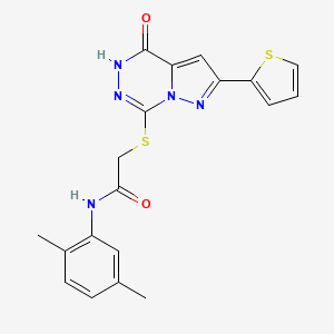 molecular formula C19H17N5O2S2 B2518056 N-(2,5-dimethylphenyl)-2-((oxo-8-(thiophen-2-yl)dihydropyrazolo[1,5-d][1,2,4]triazin-2-yl)thio)acetamide CAS No. 1207036-41-6