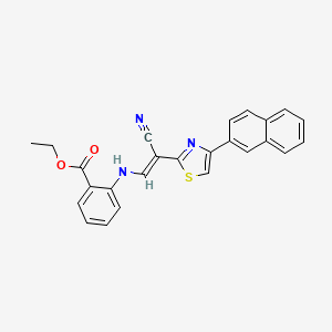molecular formula C25H19N3O2S B2518143 (E)-2-((2-氰基-2-(4-(萘-2-基)噻唑-2-基)乙烯基)氨基)苯甲酸乙酯 CAS No. 477296-58-5