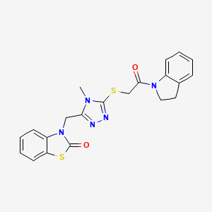 3-((5-((2-(indolin-1-yl)-2-oxoethyl)thio)-4-methyl-4H-1,2,4-triazol-3-yl)methyl)benzo[d]thiazol-2(3H)-one