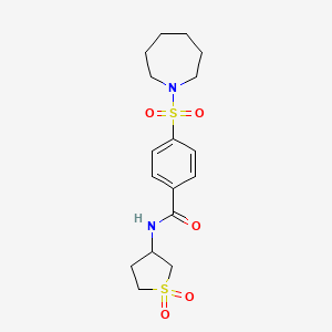 molecular formula C17H24N2O5S2 B2518161 4-(azepan-1-ylsulfonyl)-N-(1,1-dioxidotetrahydrothiophen-3-yl)benzamide CAS No. 612525-45-8