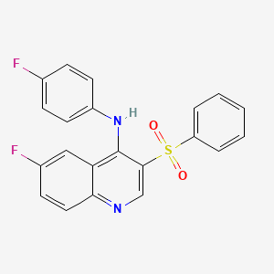 molecular formula C21H14F2N2O2S B2518162 6-氟-N-(4-氟苯基)-3-(苯磺酰基)喹啉-4-胺 CAS No. 899356-26-4