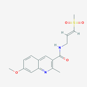 7-Methoxy-2-methyl-N-[(E)-3-methylsulfonylprop-2-enyl]quinoline-3-carboxamide
