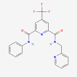 molecular formula C20H15F3N4O2 B2518179 N~2~-phenyl-N~6~-(2-pyridinylmethyl)-4-(trifluoromethyl)-2,6-pyridinedicarboxamide CAS No. 1210678-76-4