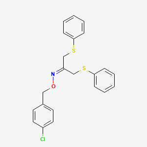 molecular formula C22H20ClNOS2 B2518182 N-[(4-chlorophenyl)methoxy]-1,3-bis(phenylsulfanyl)propan-2-imine CAS No. 400082-25-9
