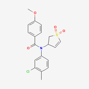 molecular formula C19H18ClNO4S B2518200 N-(3-chloro-4-methylphenyl)-N-(1,1-dioxido-2,3-dihydrothiophen-3-yl)-4-methoxybenzamide CAS No. 863008-11-1