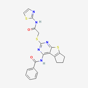 N-(2-{[2-oxo-2-(1,3-thiazol-2-ylamino)ethyl]sulfanyl}-6,7-dihydro-5H-cyclopenta[4,5]thieno[2,3-d]pyrimidin-4-yl)benzamide