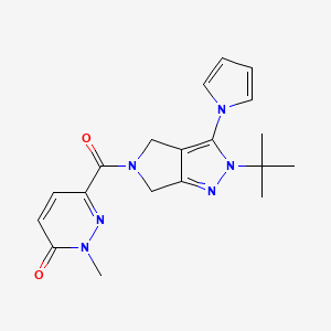 molecular formula C19H22N6O2 B2518222 6-(2-(tert-butyl)-3-(1H-pyrrol-1-yl)-2,4,5,6-tetrahydropyrrolo[3,4-c]pyrazole-5-carbonyl)-2-methylpyridazin-3(2H)-one CAS No. 1251698-85-7