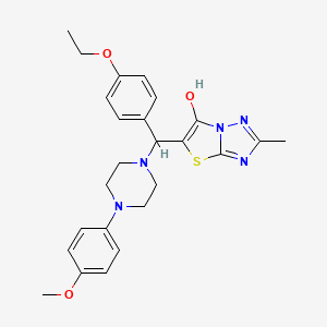 molecular formula C25H29N5O3S B2518223 5-((4-乙氧基苯基)(4-(4-甲氧基苯基)哌嗪-1-基)甲基)-2-甲基噻唑并[3,2-b][1,2,4]三唑-6-醇 CAS No. 869344-28-5