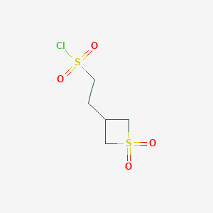 molecular formula C5H9ClO4S2 B2518229 2-(1,1-Dioxo-1lambda6-thietan-3-yl)ethane-1-sulfonyl chloride CAS No. 1888879-40-0