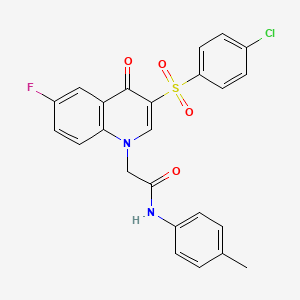 2-[3-(4-chlorophenyl)sulfonyl-6-fluoro-4-oxoquinolin-1-yl]-N-(4-methylphenyl)acetamide