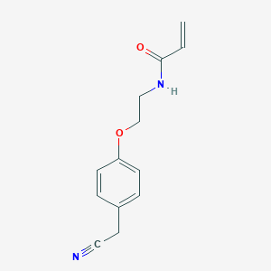 molecular formula C13H14N2O2 B2518245 N-[2-[4-(Cyanomethyl)phenoxy]ethyl]prop-2-enamide CAS No. 2411305-15-0