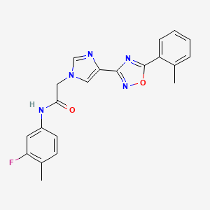 molecular formula C21H18FN5O2 B2518248 N~1~-(3-fluoro-4-methylphenyl)-2-{4-[5-(2-methylphenyl)-1,2,4-oxadiazol-3-yl]-1H-imidazol-1-yl}acetamide CAS No. 1251562-13-6