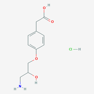 molecular formula C11H16ClNO4 B2518249 2-[4-(3-Amino-2-hydroxypropoxy)phenyl]acetic acid;hydrochloride CAS No. 2445785-72-6