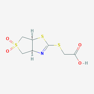 molecular formula C7H9NO4S3 B2518251 2-[[(3aS,6aS)-5,5-dioxo-3a,4,6,6a-tetrahydrothieno[3,4-d][1,3]thiazol-2-yl]sulfanyl]acetic acid CAS No. 956766-36-2